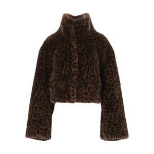 Rotate Women Short Leopard-Print Faux Fur Jacket